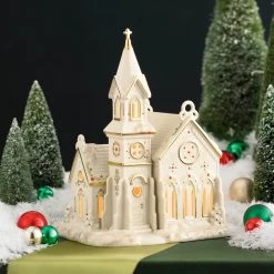 Lenox Mistletoe Park Light-Up Village Church Figurine -lenox Store Online 775765 w11