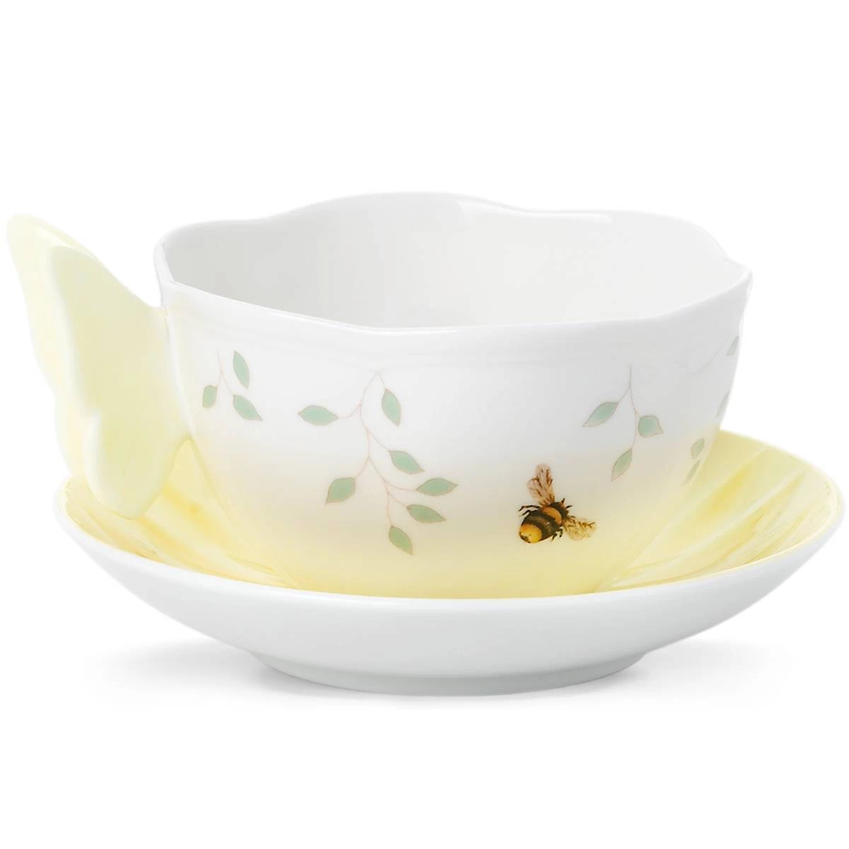 Lenox Butterfly Meadow Figural Yellow Cup and Saucer 5 Lenox Butterfly Meadow Figural Yellow Cup and Saucer - Image 3