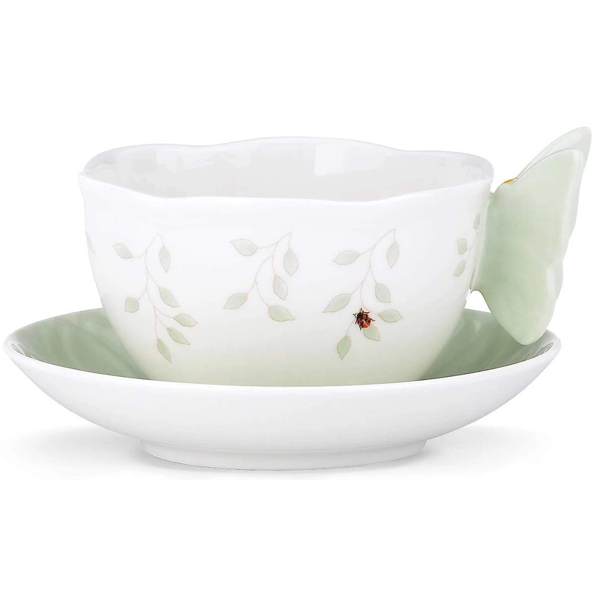 Lenox Butterfly Meadow Figural Green Cup and Saucer 5 Lenox Butterfly Meadow Figural Green Cup and Saucer - Image 3