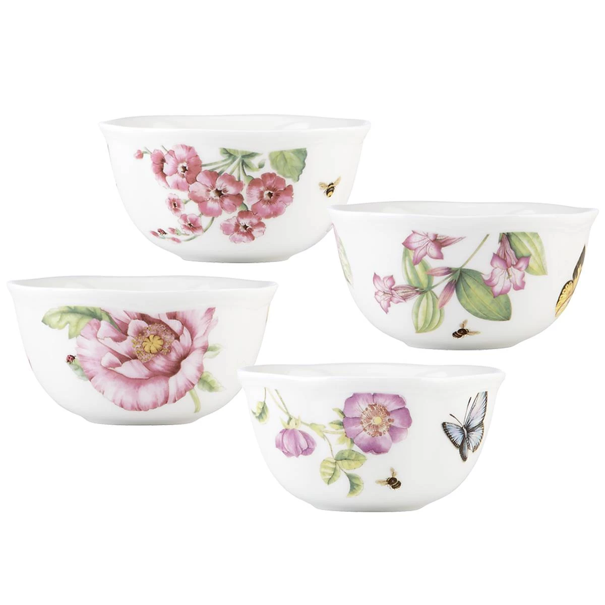 Lenox Butterfly Meadow Bloom® 4pc Dessert Bowl Set 4 Lenox Butterfly Meadow Bloom® 4pc Dessert Bowl Set - Image 2