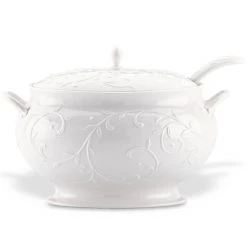 Lenox Opal Innocence Carved 3pc Soup Tureen Set