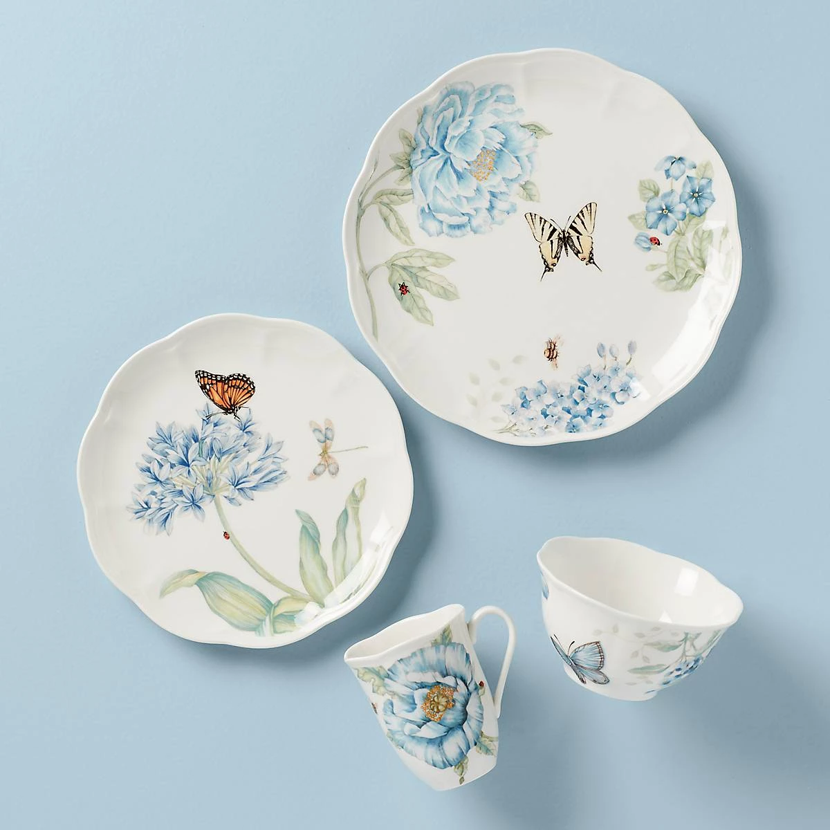 Lenox Butterfly Meadow Blue 4-piece Place Setting 3 Lenox Butterfly Meadow Blue 4-piece Place Setting