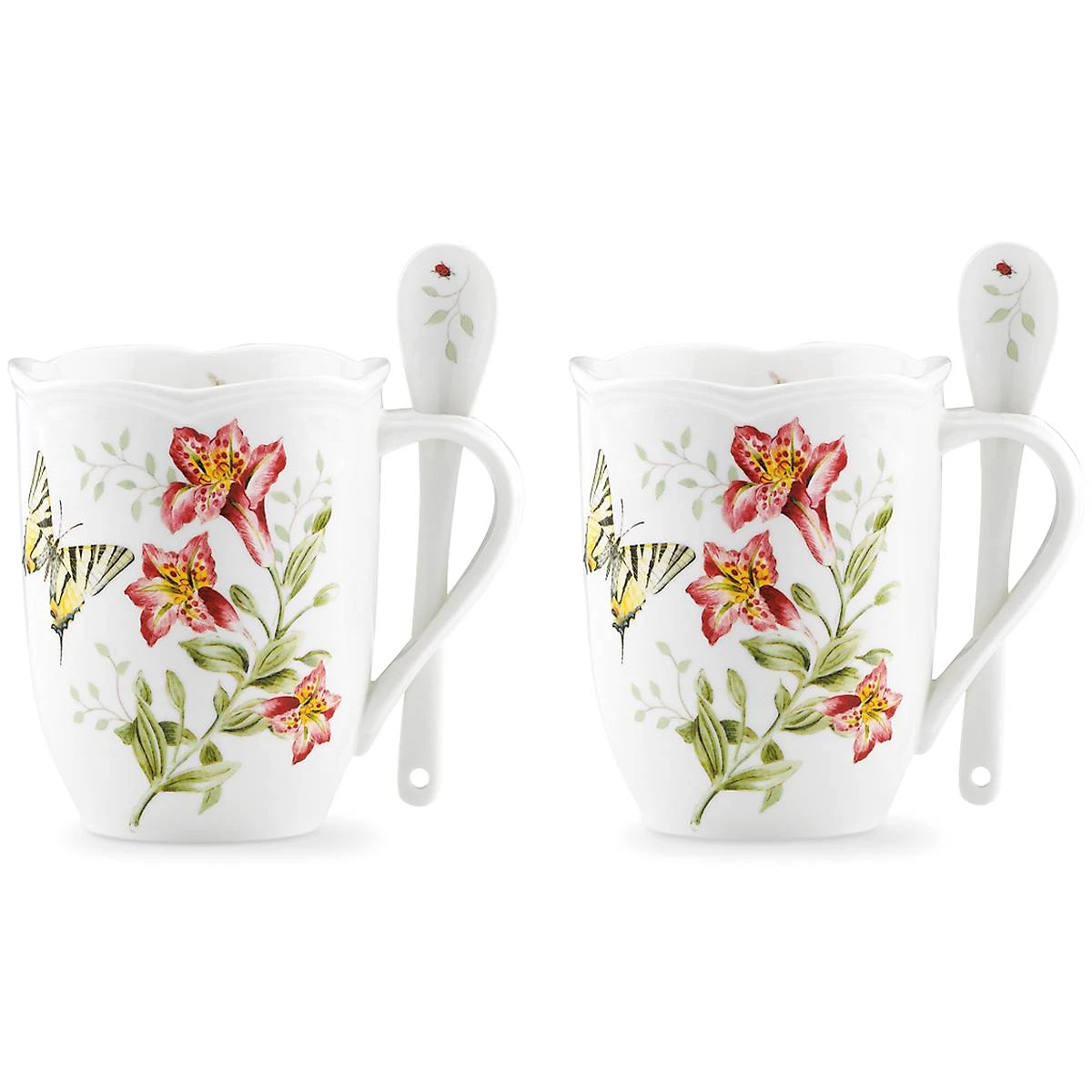 Lenox Butterfly Meadow® Mugs and Spoon Set 3 Lenox Butterfly Meadow® Mugs and Spoon Set