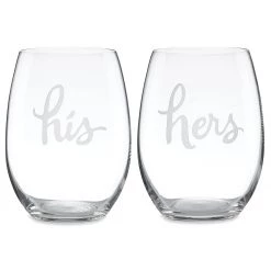 Kate Spade Two Of A Kind "His" and "Hers" 2pc Stemless Wine