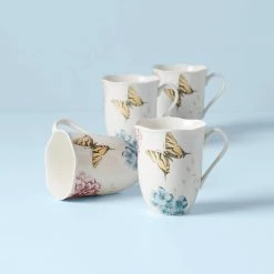 Lenox Butterfly Meadow Hydrangea 4-piece Mug Set