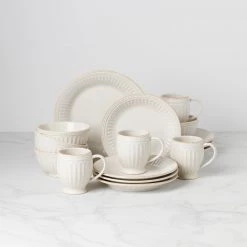 Lenox French Perle Groove 16-Piece Dinnerware Set