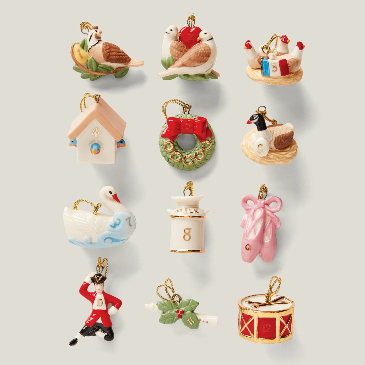 Lenox Twelve Days of Christmas 12-Piece Ornament Set 3 Lenox Twelve Days of Christmas 12-Piece Ornament Set