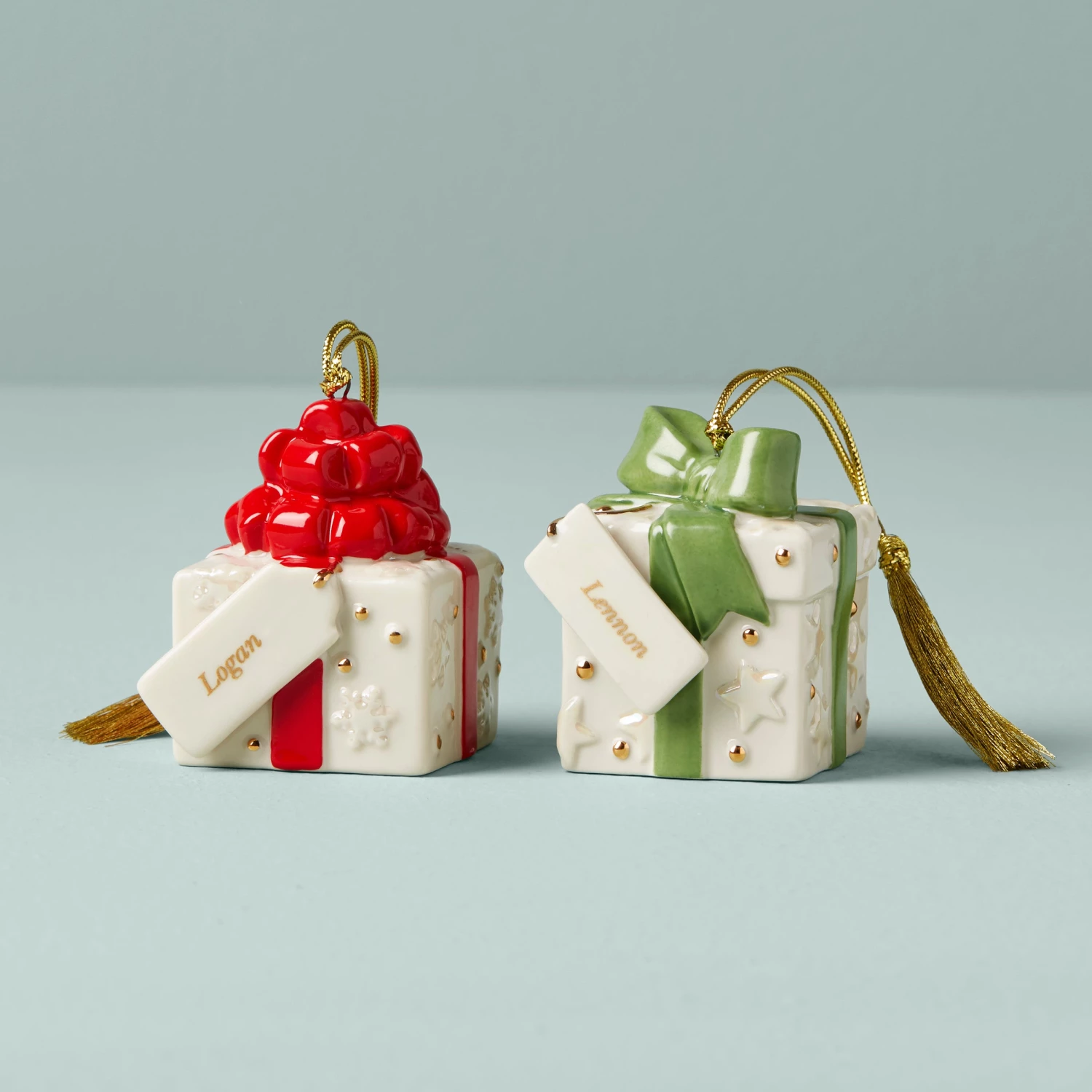 Lenox Forever Friends Presents 2 Piece Ornament Set 3 Lenox Forever Friends Presents 2 Piece Ornament Set