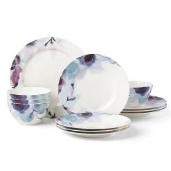 Lenox Indigo Watercolor Floral 12-Piece Dinnerware Set