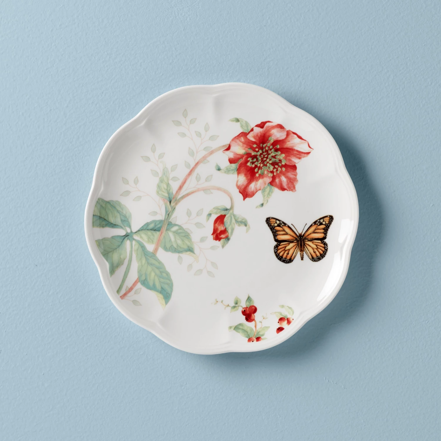Lenox Butterfly Meadow Red Salad Plate 3 Lenox Butterfly Meadow Red Salad Plate