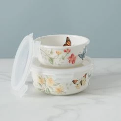Lenox Butterfly Meadow Large Round Food Container -lenox Store Online 888264 w12
