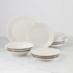 Lenox French Perle 12-Piece Plate & Bowl Dinnerware Set