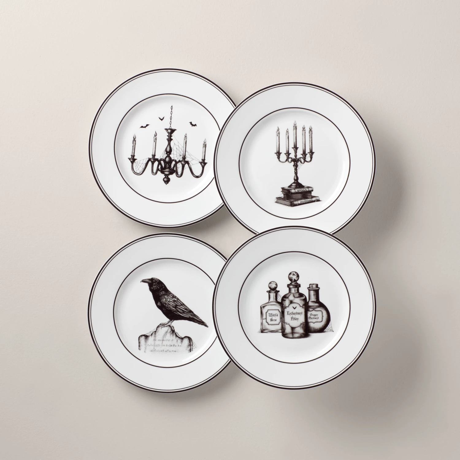 Lenox Vintage Halloween 4-Piece Dessert Plate Set 3 Lenox Vintage Halloween 4-Piece Dessert Plate Set
