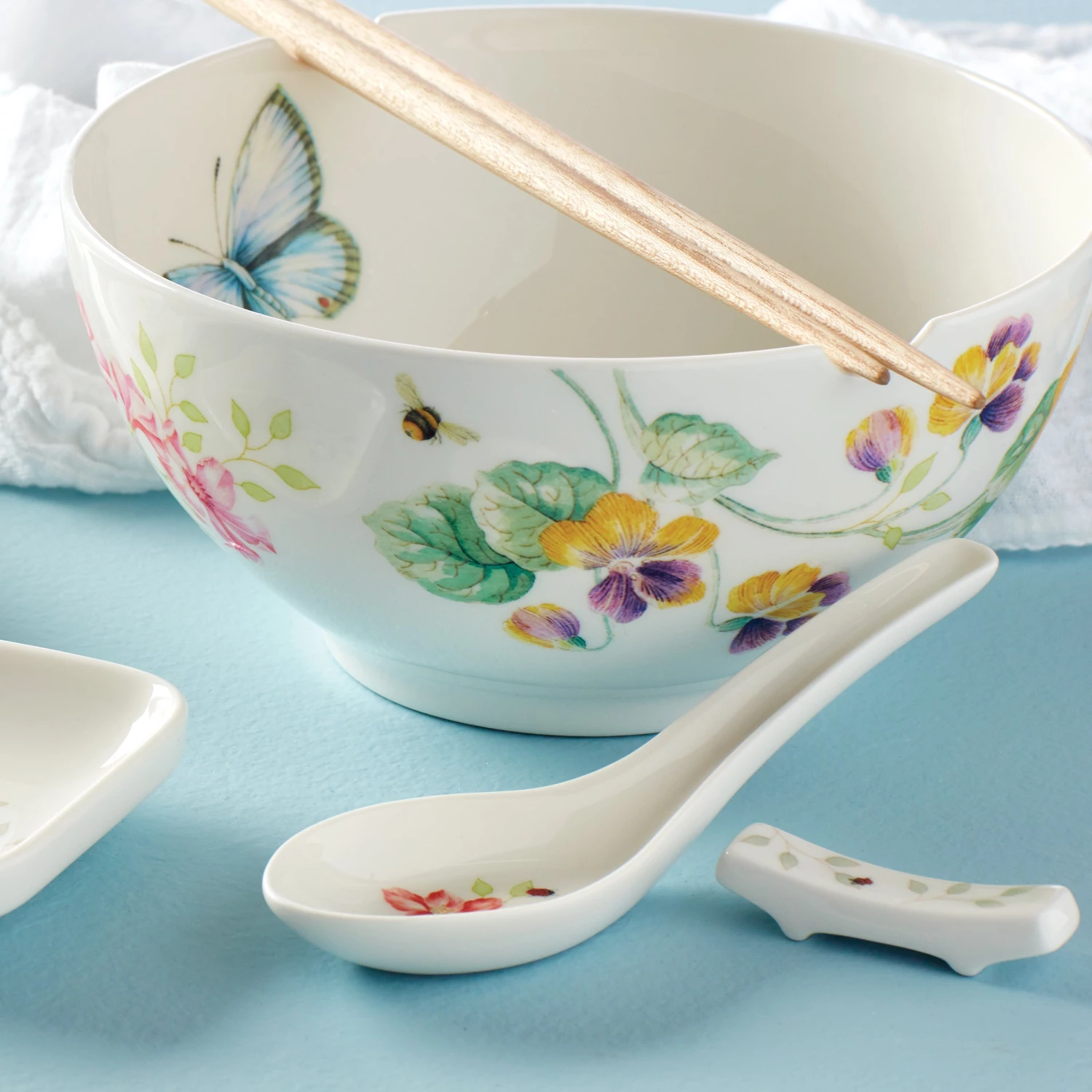 Lenox Butterfly Meadow Bowl & Chopsticks 7 Lenox Butterfly Meadow Bowl & Chopsticks - Image 5