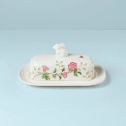 Lenox Butterfly Meadow Bunny Covered Butter Dish