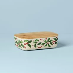 Lenox Holiday Bamboo Storage Container With Lid