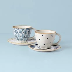Lenox Blue Bay 4-Piece Teacup & Saucer Set