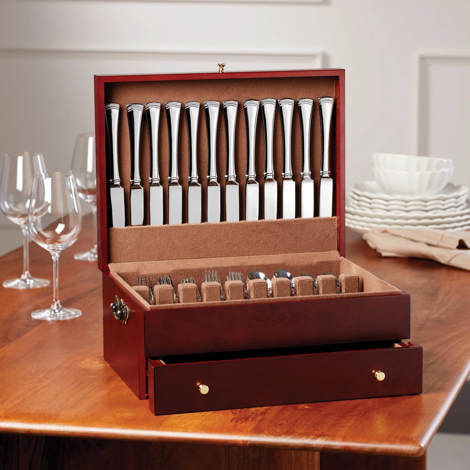 Lenox Mahogany Flatware Chest 5 Lenox Mahogany Flatware Chest - Image 3