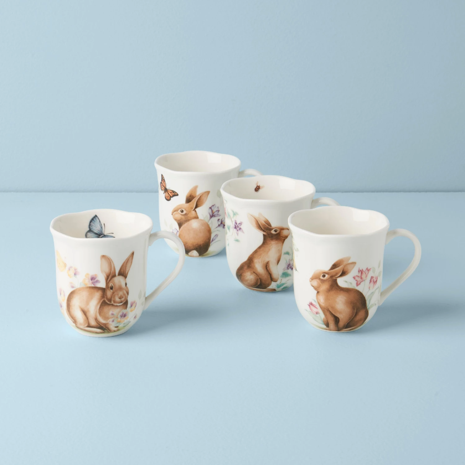 Lenox Butterfly Meadow Bunny 4pc Mugs 3 Lenox Butterfly Meadow Bunny 4pc Mugs