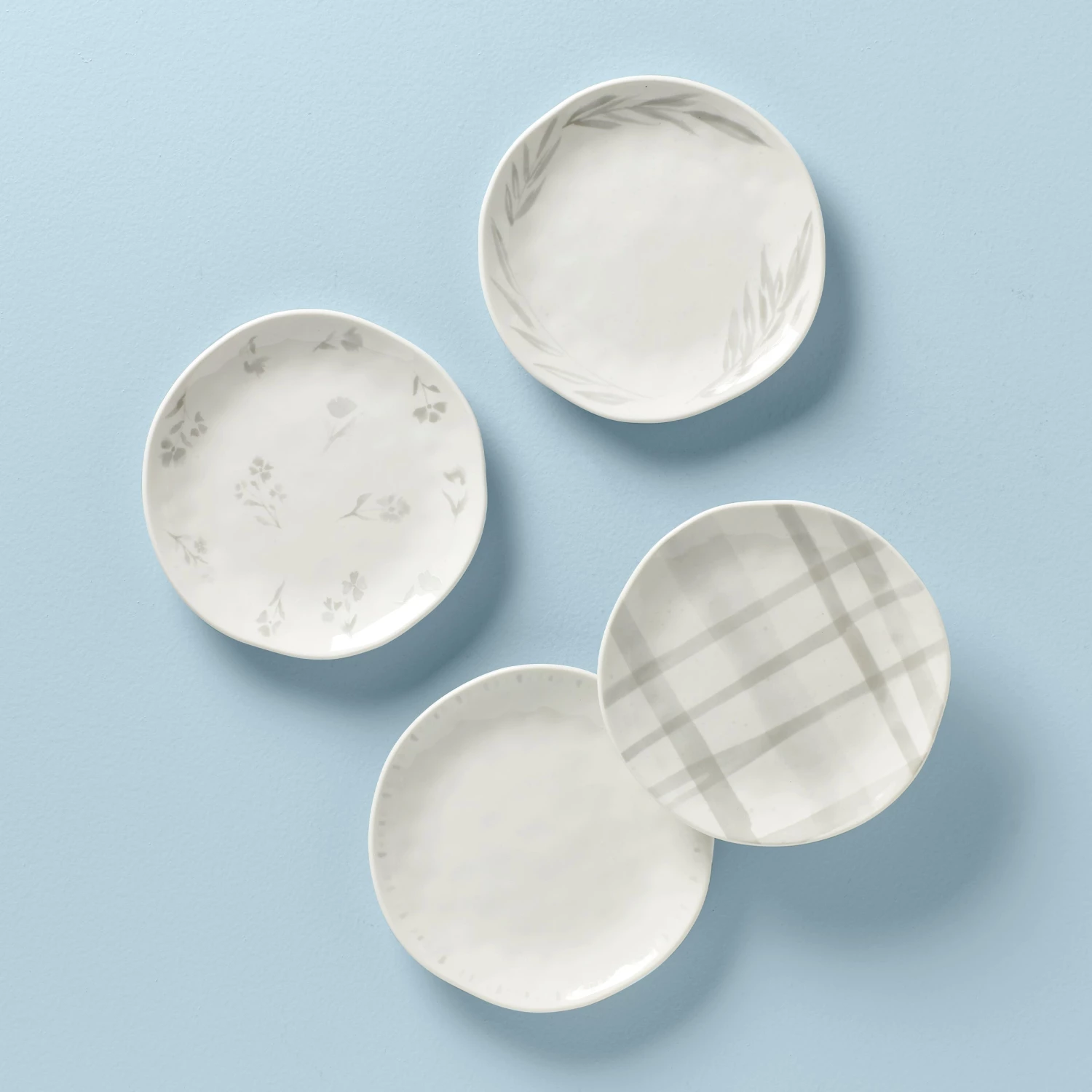 Lenox Oyster Bay Assorted Tidbit Plates, Set of 4 3 Lenox Oyster Bay Assorted Tidbit Plates, Set of 4
